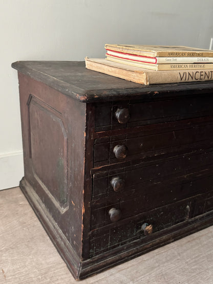 Painted pine spool cabinet