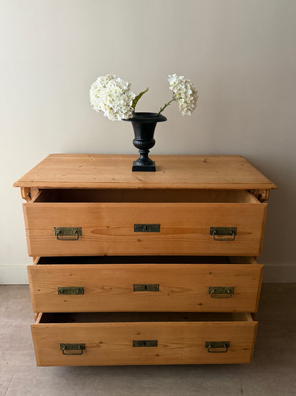 Swedish Gustavian waxed pine 3 drawer dresser