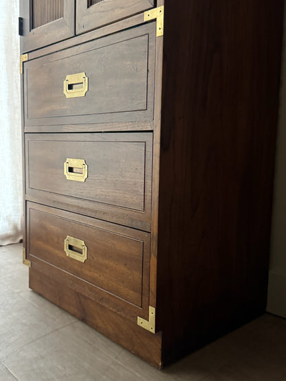 Walnut campaign linen press