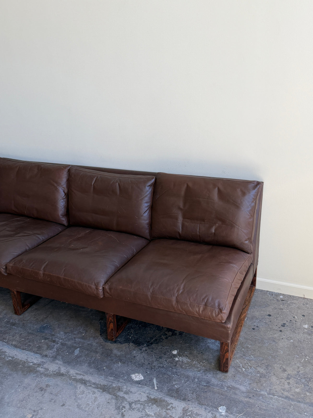 Danish Rosewood and Leather Sectional Sofa