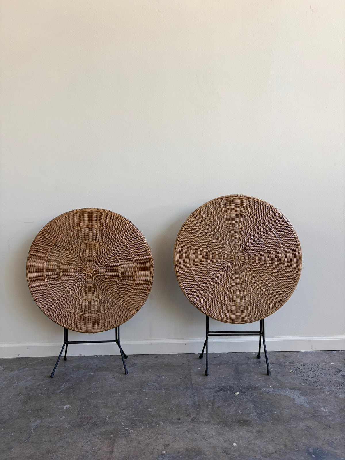 Wicker and Metal Folding Cocktail Table