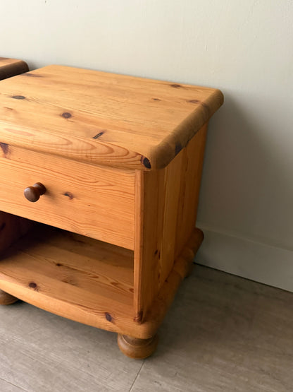 Pair of Scandinavian pine nightstands