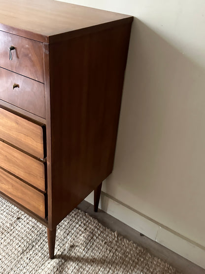 Walnut dresser with brass pulls