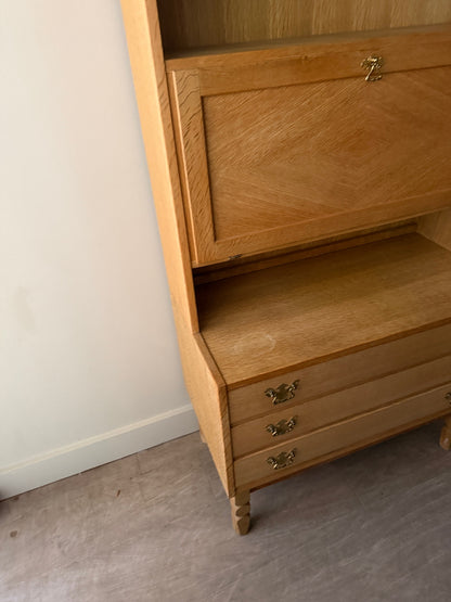 Danish oak secretary hutch