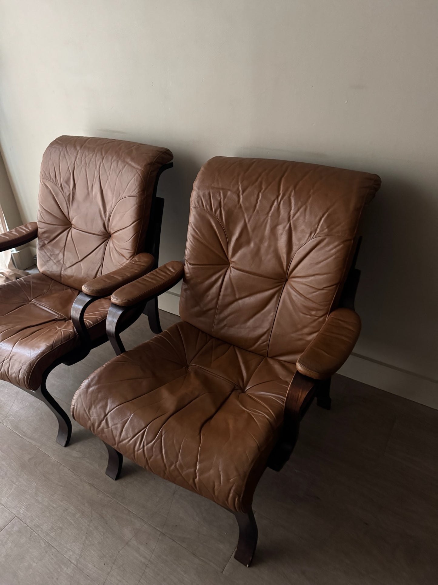Scandinavian bentwood lounge chairs. Sold individually.