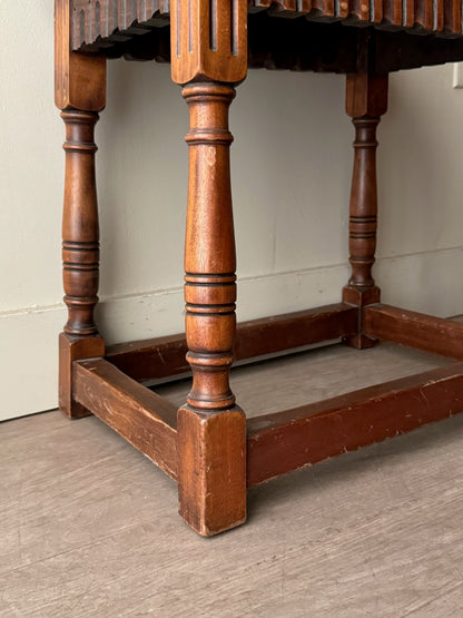 Walnut carved stool/side table