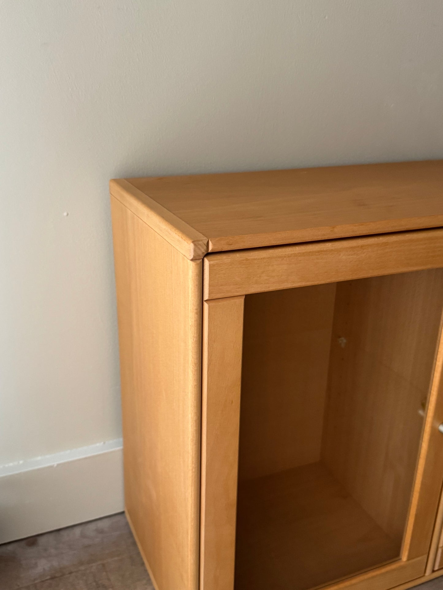 Caso “Rimme” Danish beech modular system - two double glass door units. Sold individually.