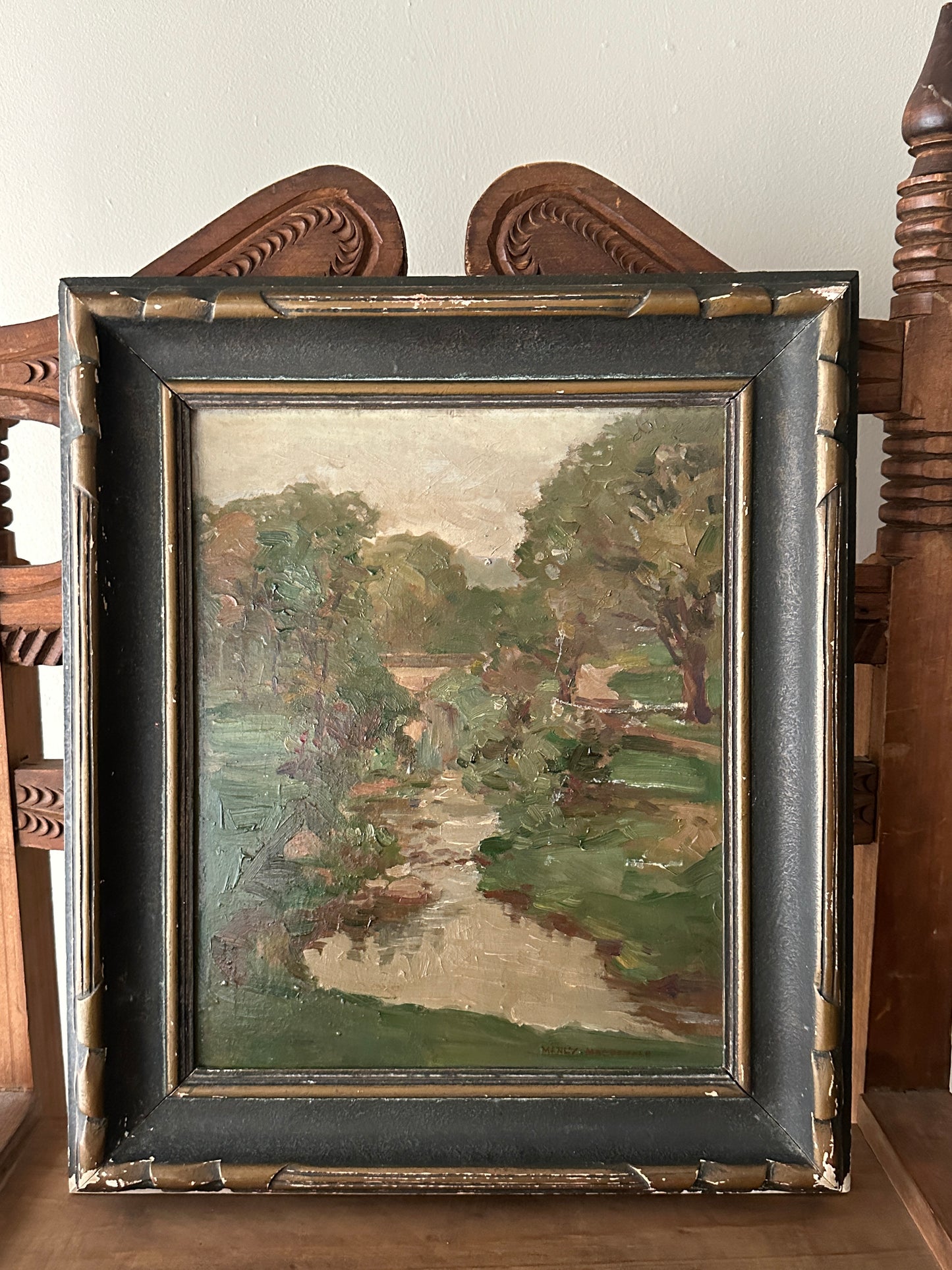 Landscape on panel by Charles MacDonald Manly (1855-1924)