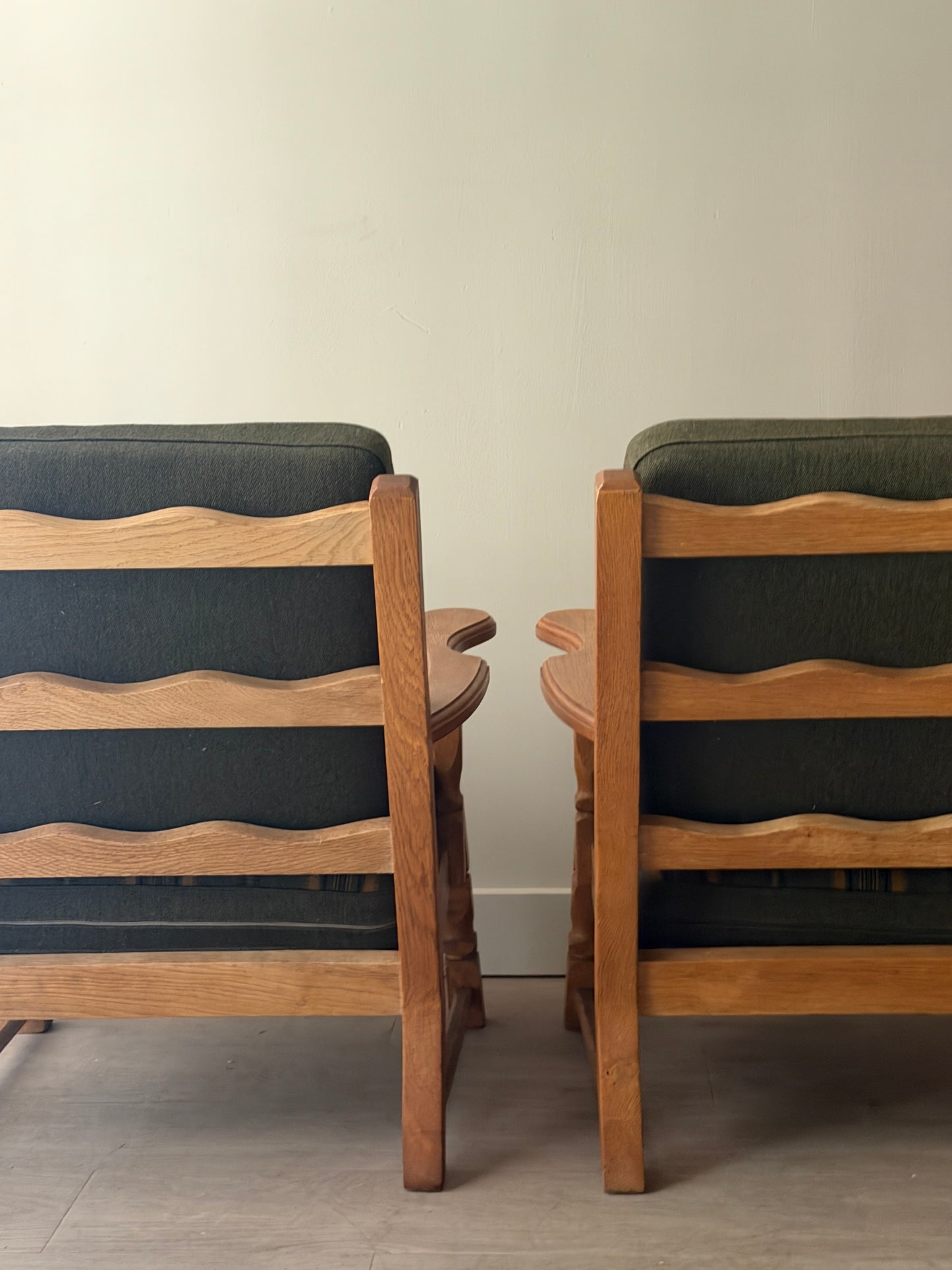 Henning Kjaernulf Danish oak lounge chairs. Sold individually.