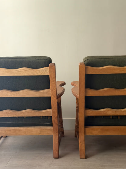 Henning Kjaernulf Danish oak lounge chairs. Sold individually.