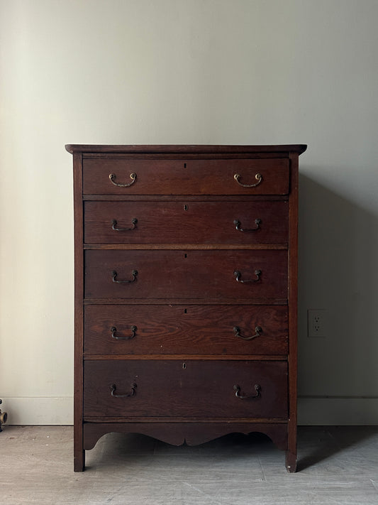 Oak dresser with brass handles - as is