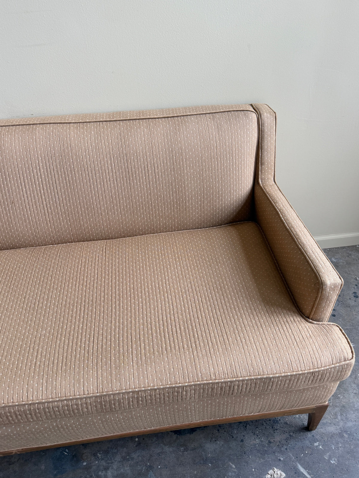 Tuxedo arm beige sofa