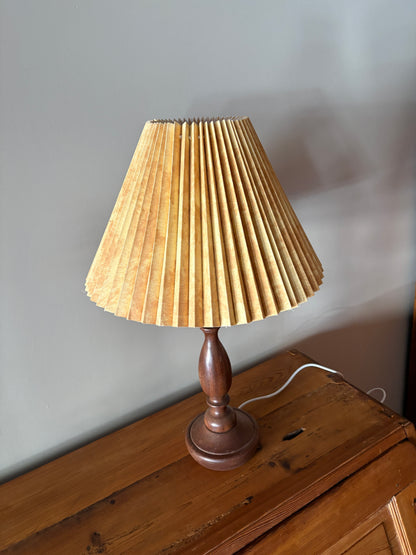 Danish turned oak table lamp