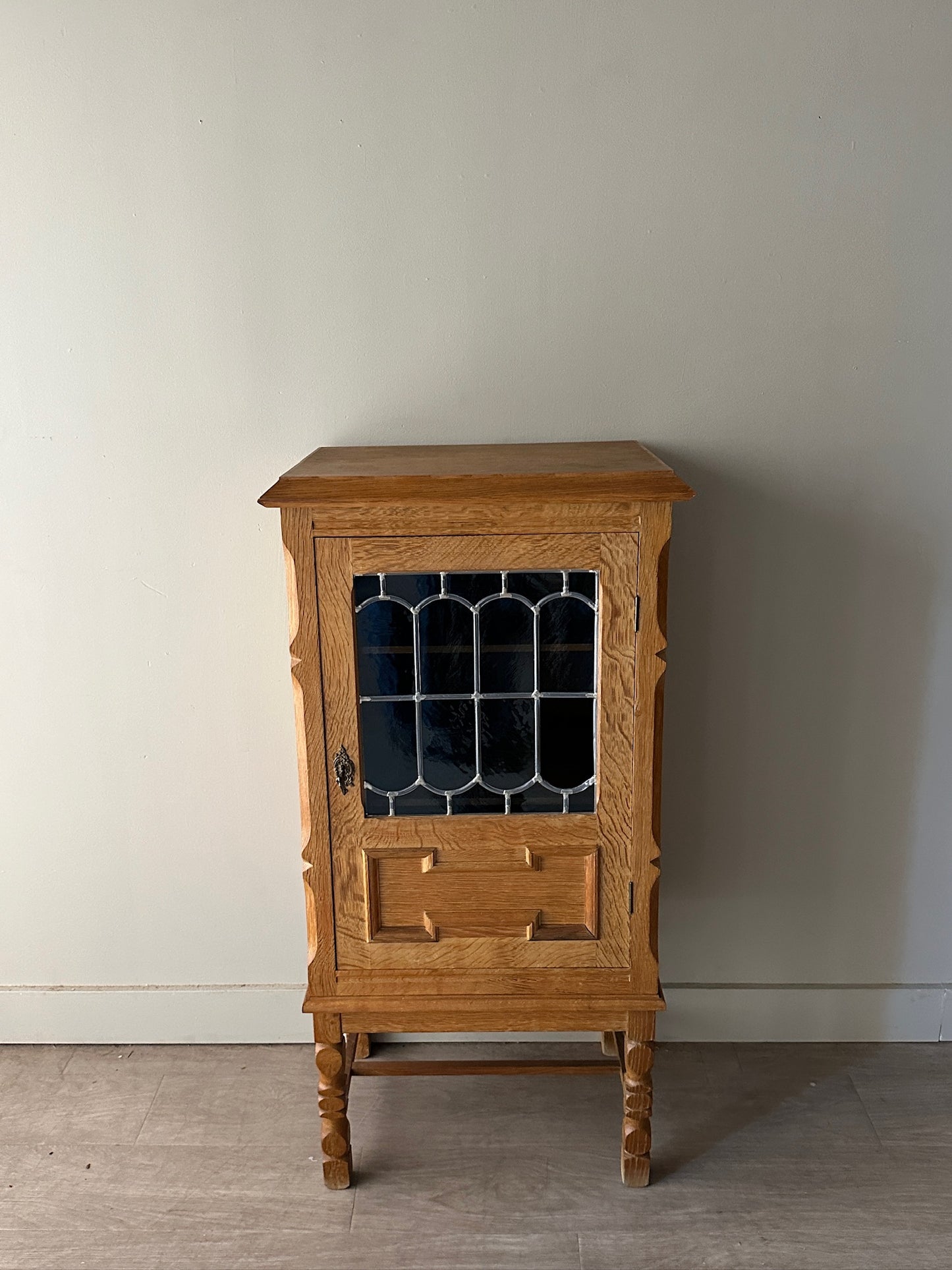 Danish oak and glass cabinet
