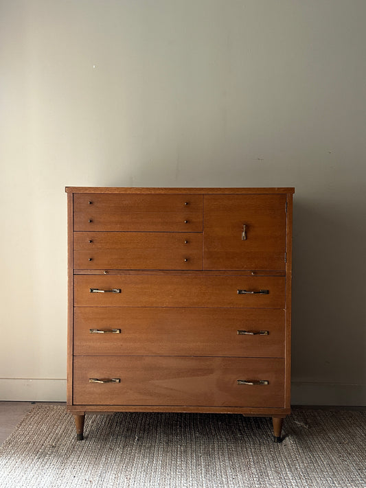 Walnut Tallboy with brass handles