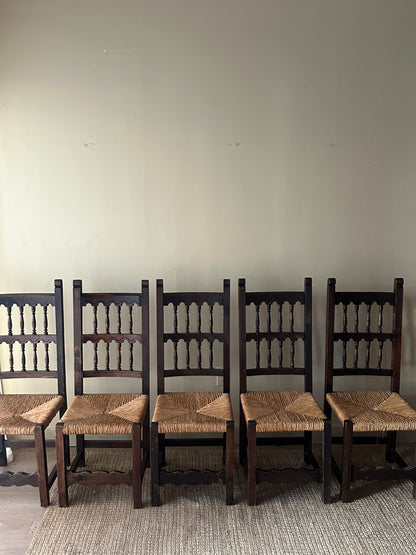 Rush and pine dining chairs (set of 2)