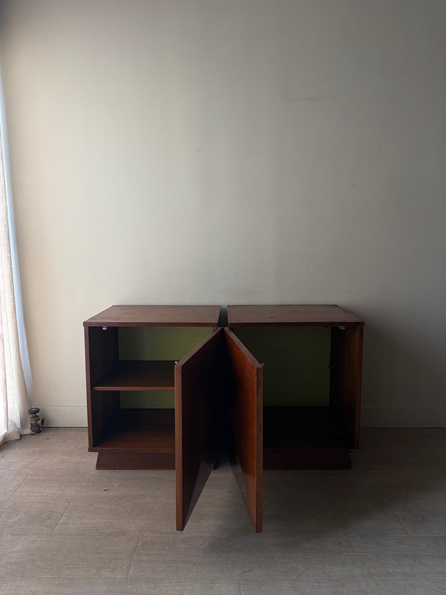 2 walnut diamond panel nightstands. Sold individually.