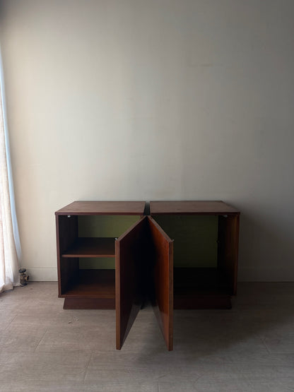 2 walnut diamond panel nightstands. Sold individually.