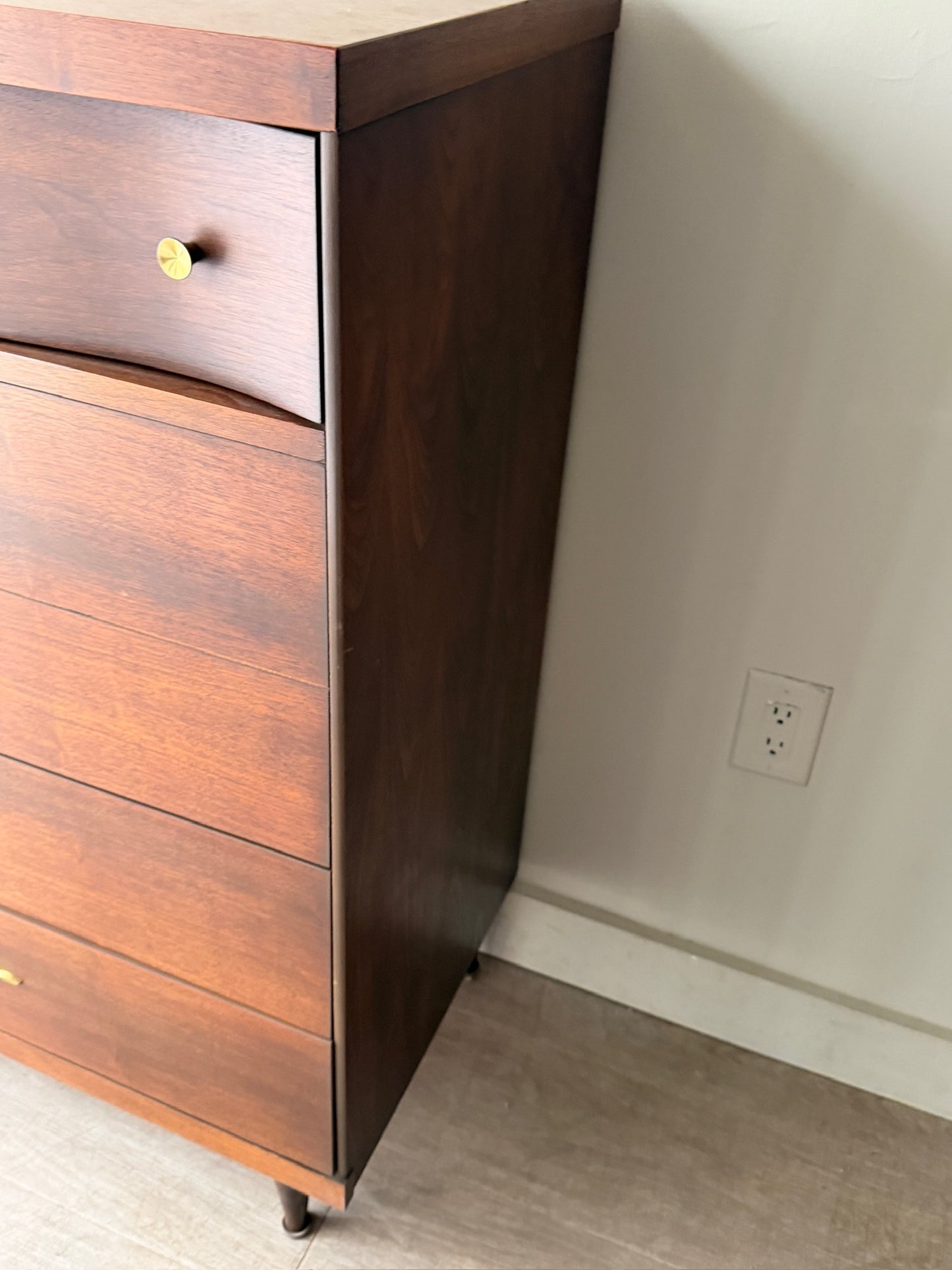 Bassett walnut tallboy dresser
