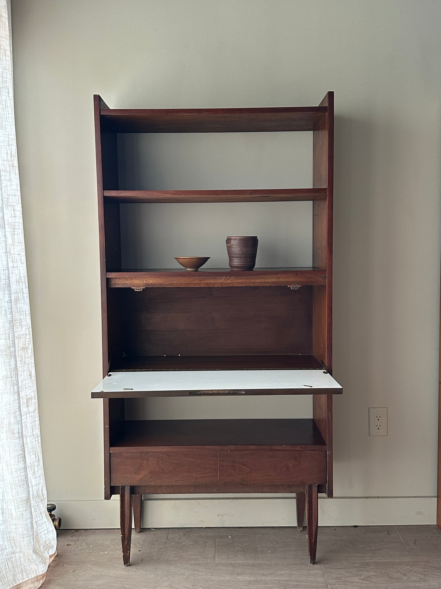 Walnut bar bookshelf