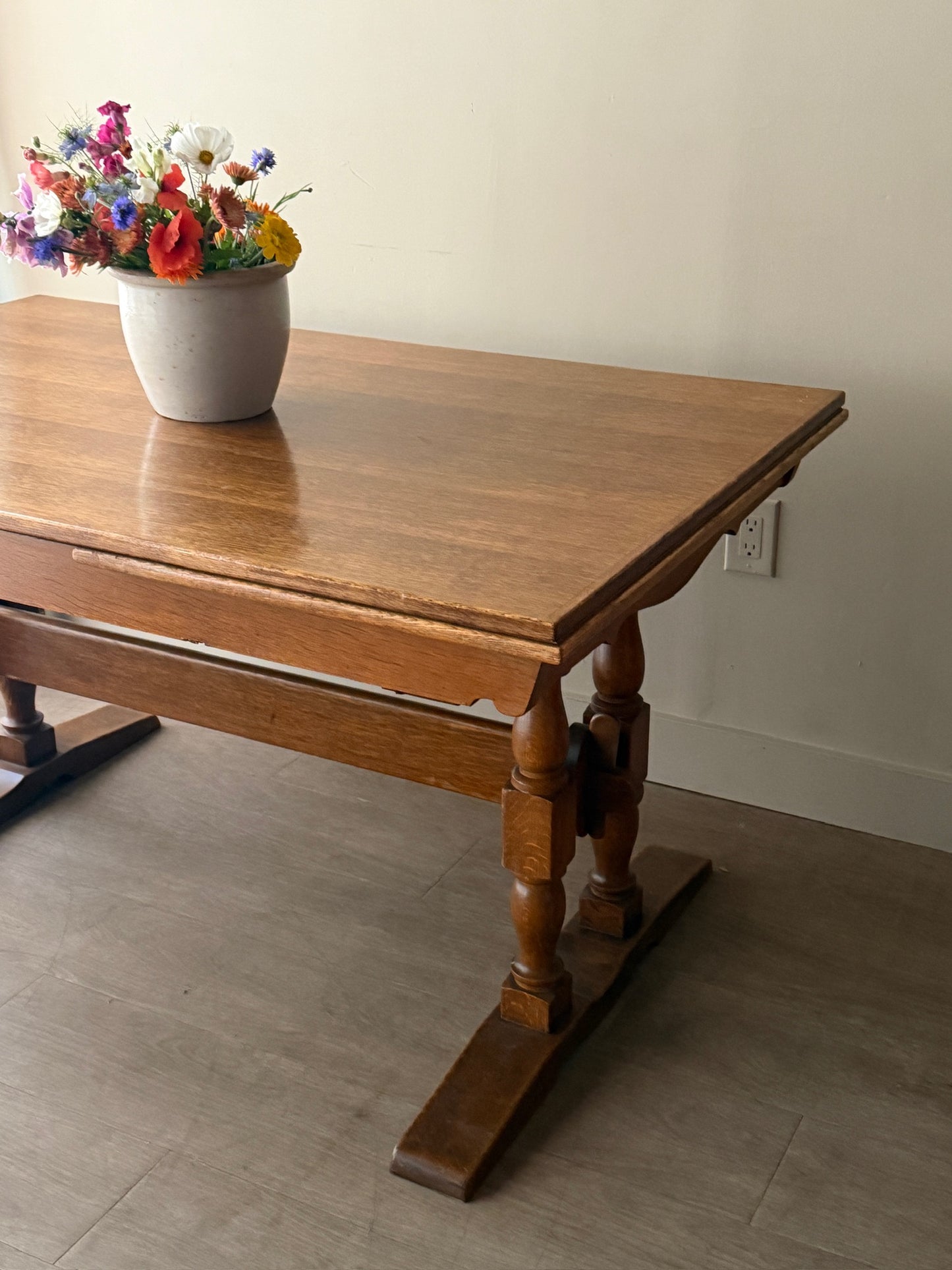 Danish oak extending dining table
