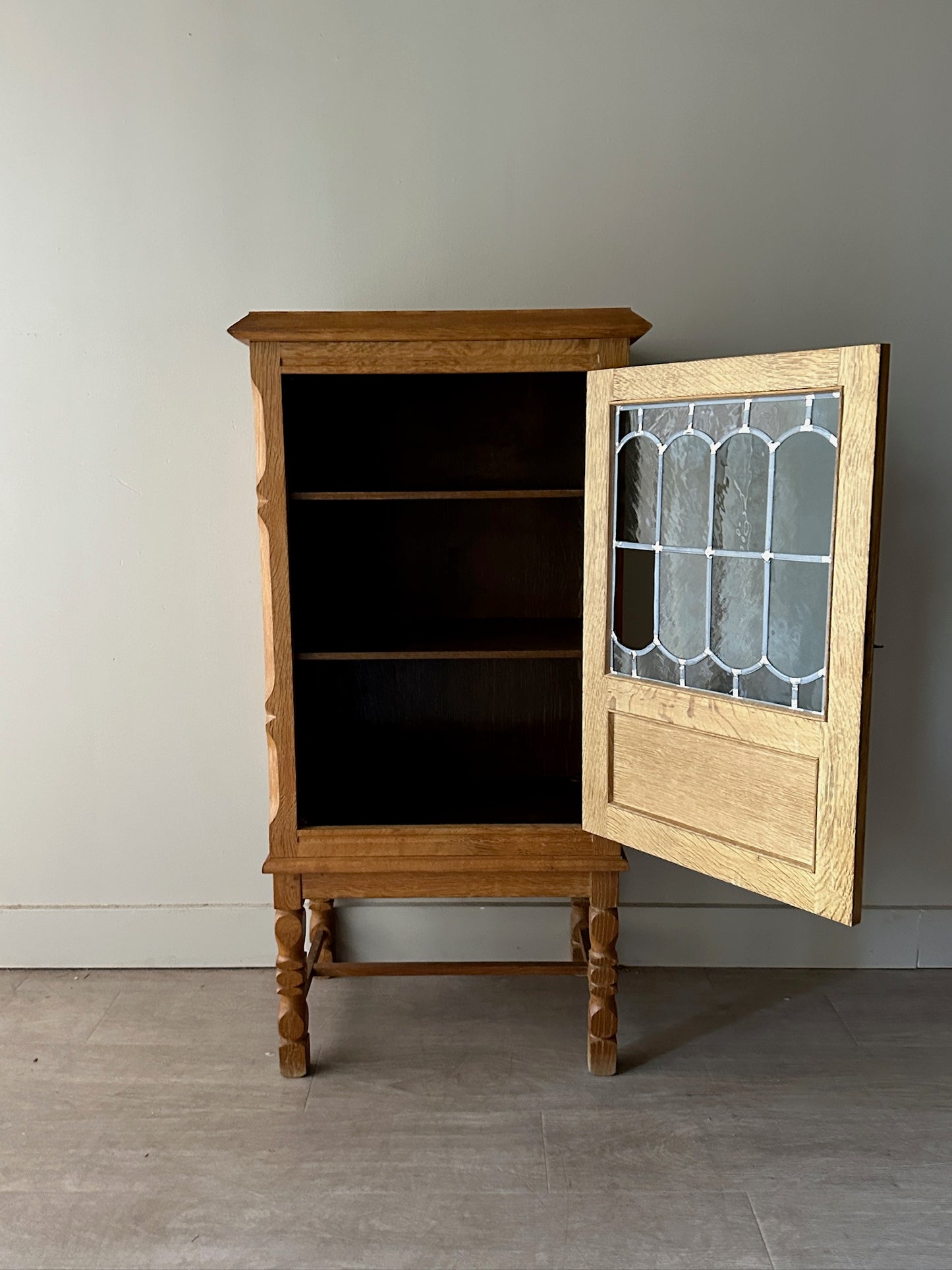 Danish oak and glass cabinet