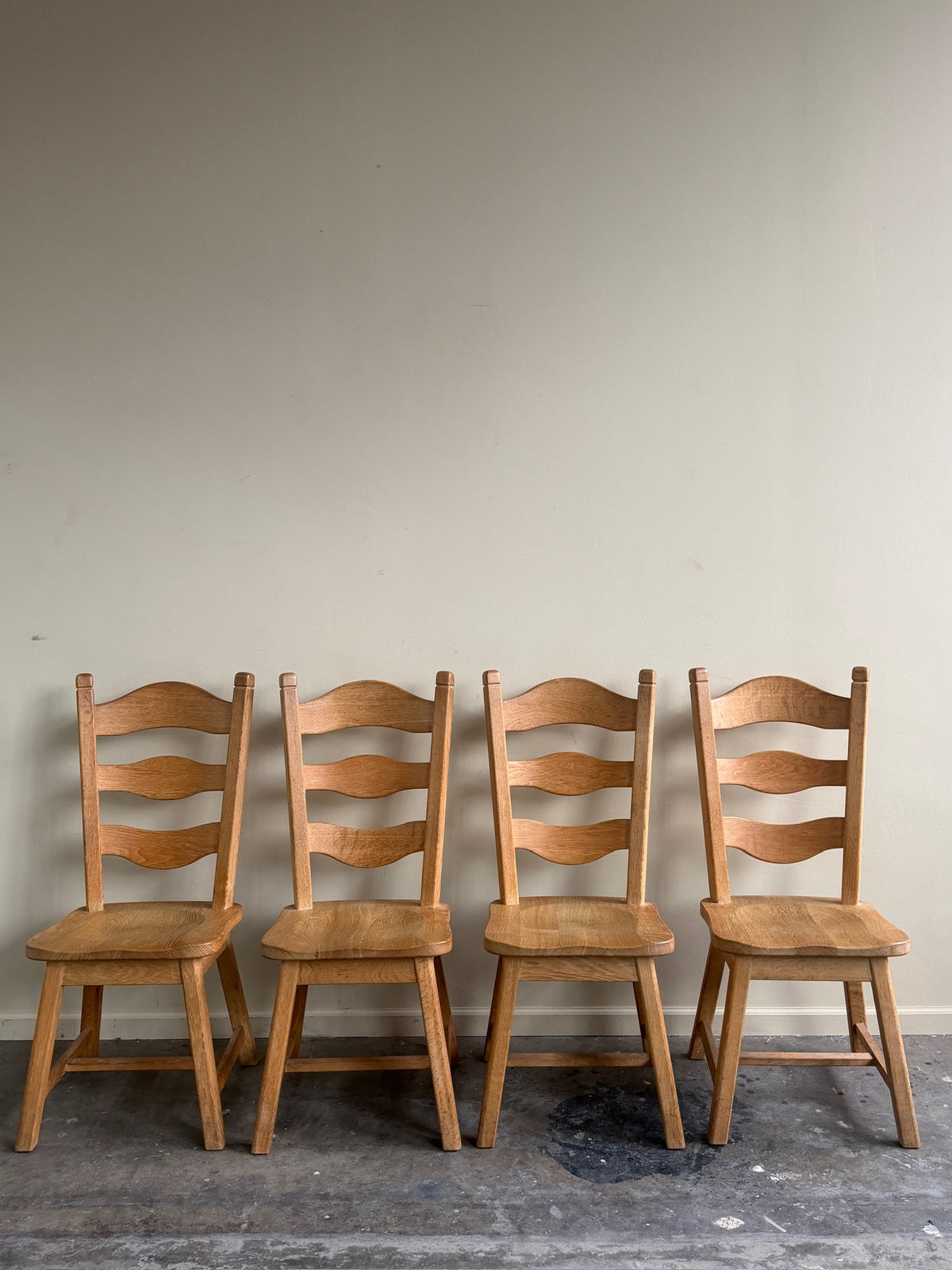 Oak razorblade dining chairs. Sold in pairs.