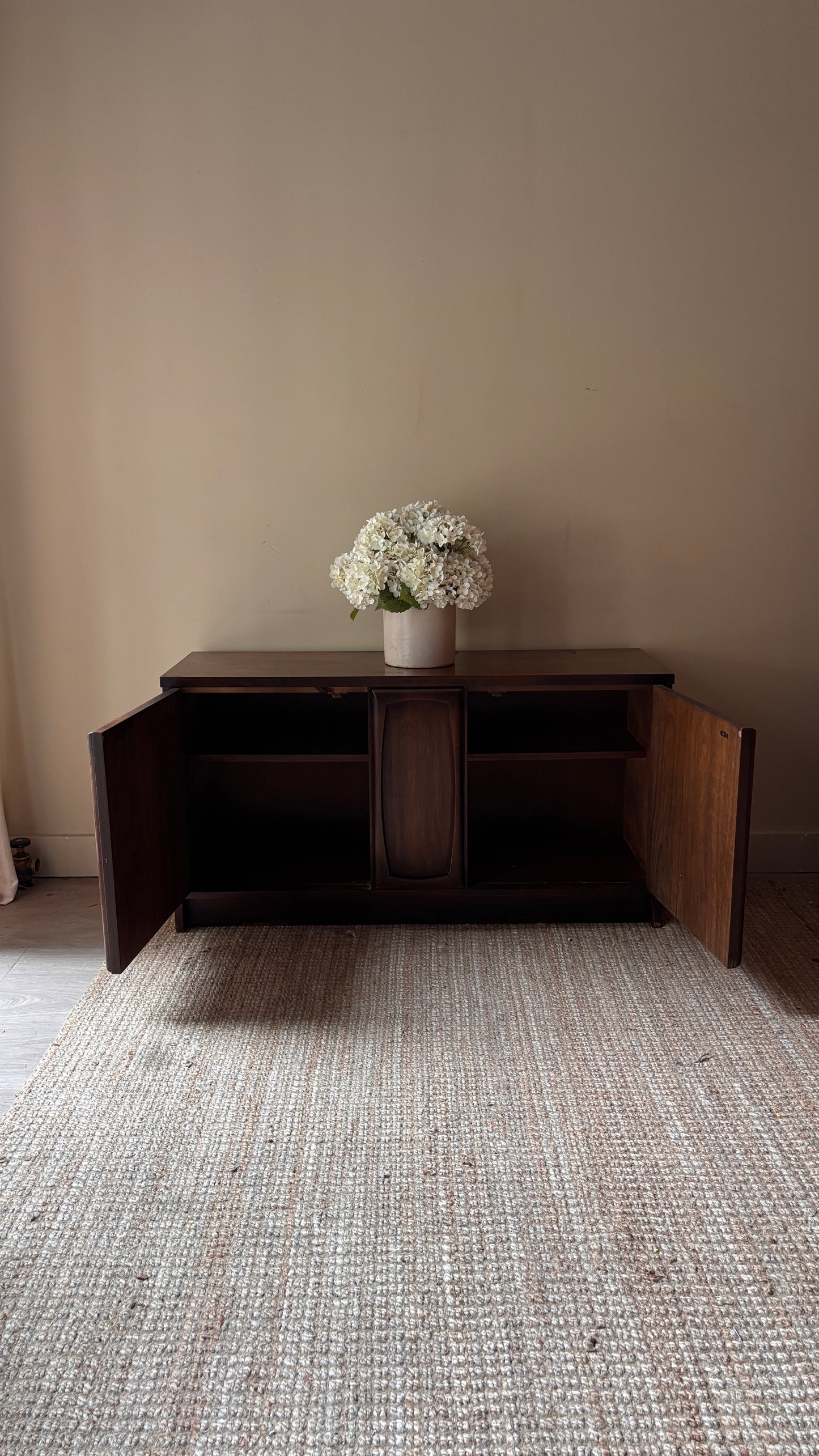 Walnut two door credenza