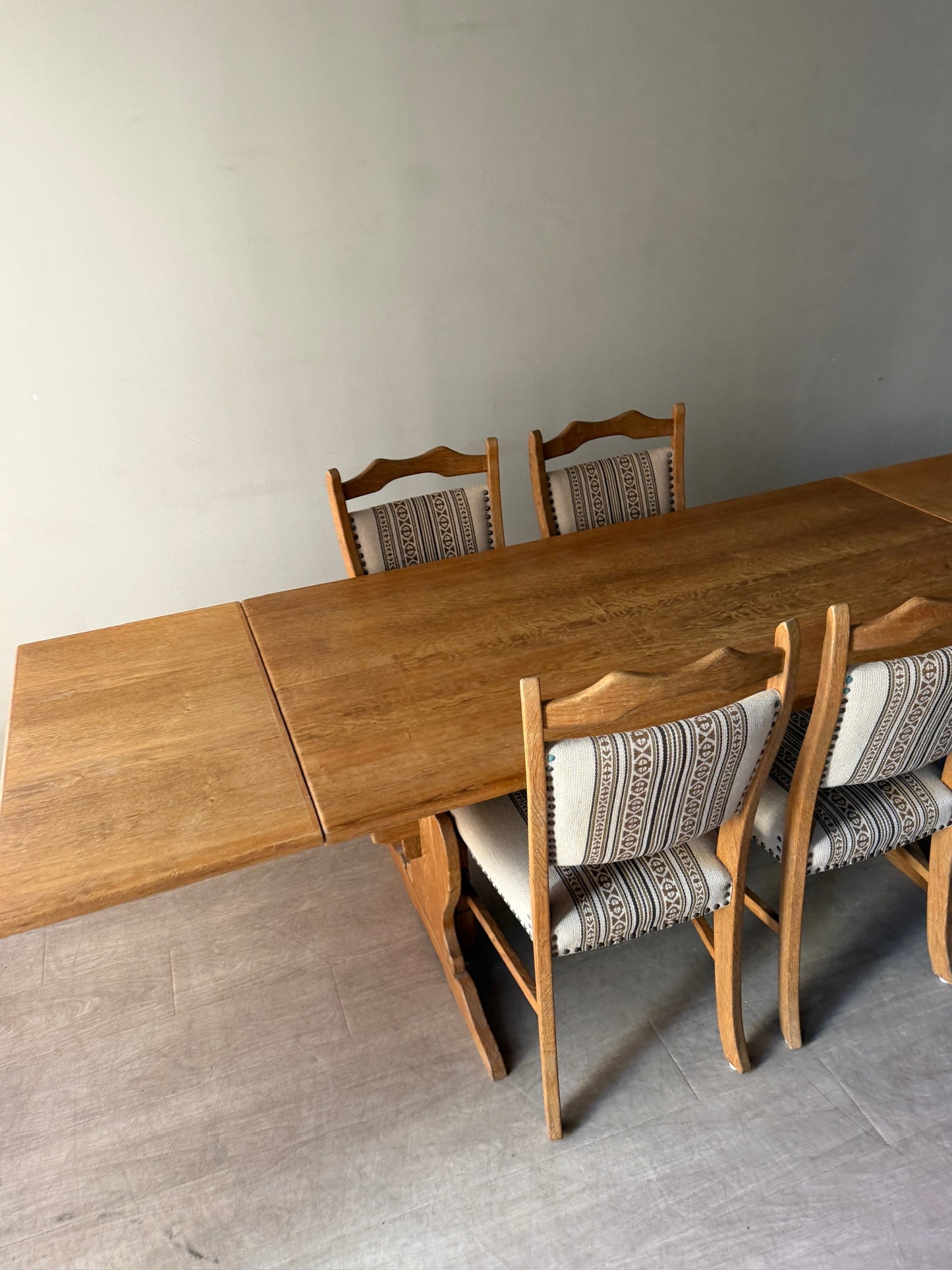 1970s Danish oak dining table with extensions