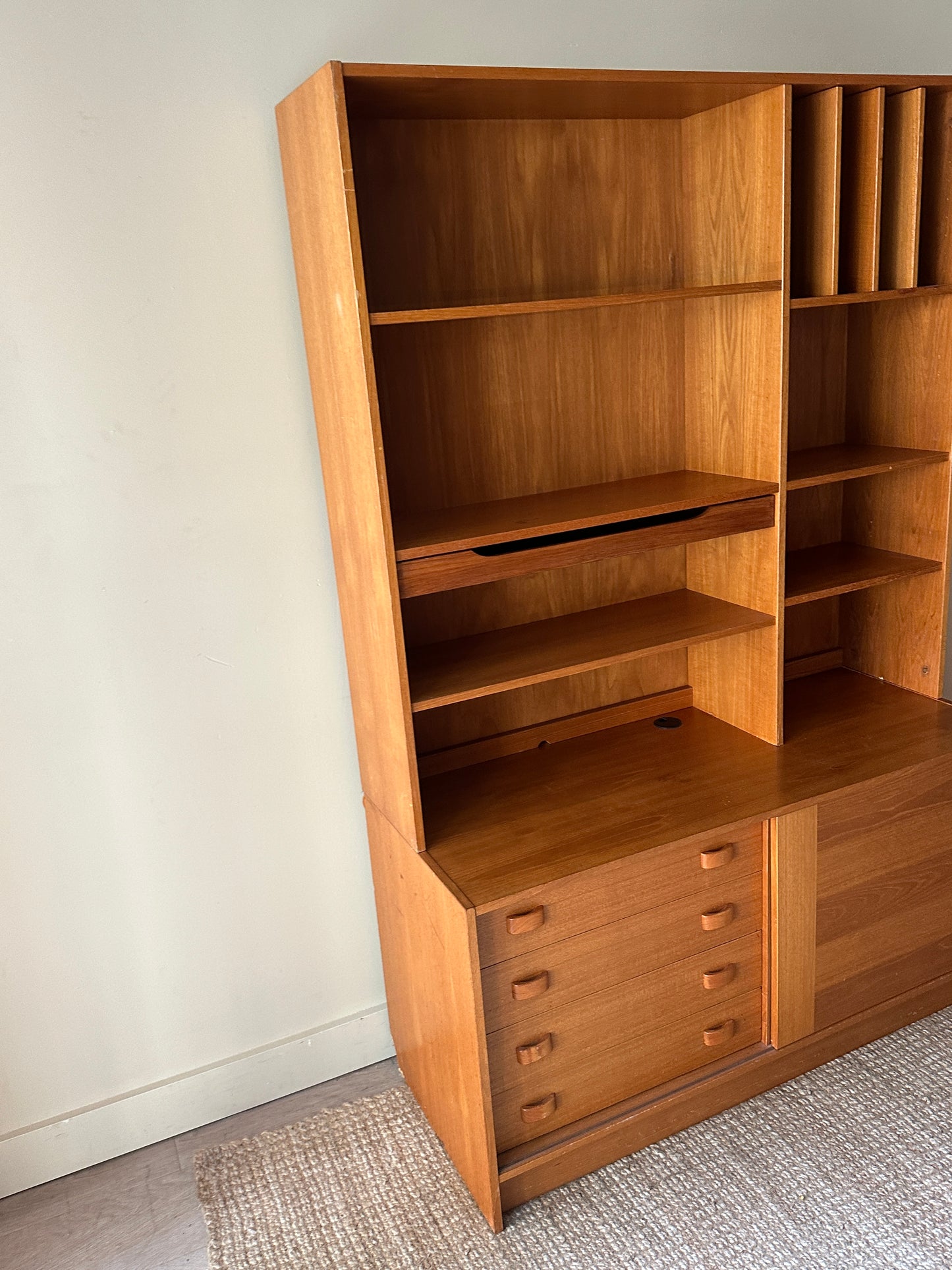 Teak two piece bookcase
