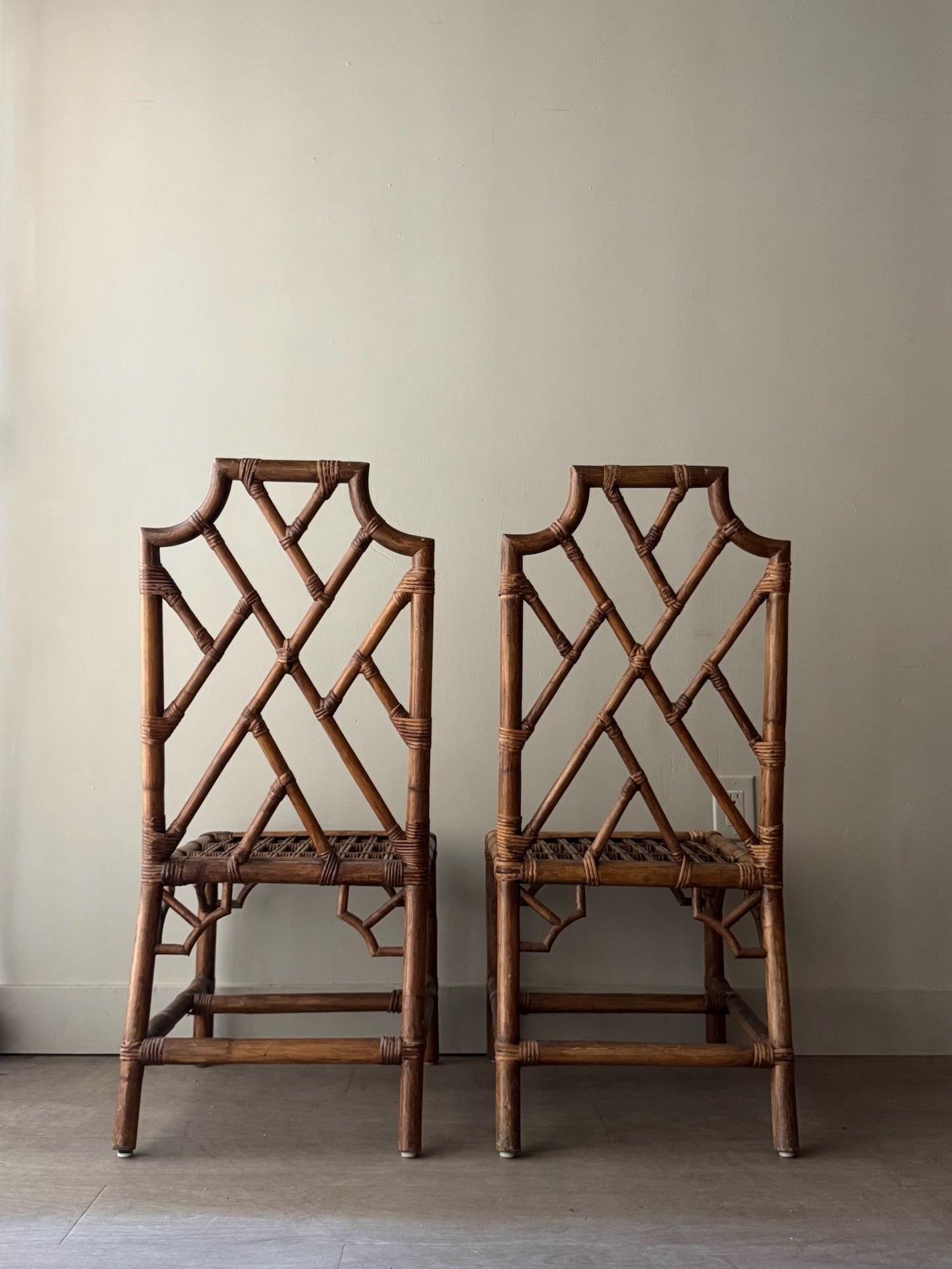 Bamboo dining chairs. Sold as a pair.