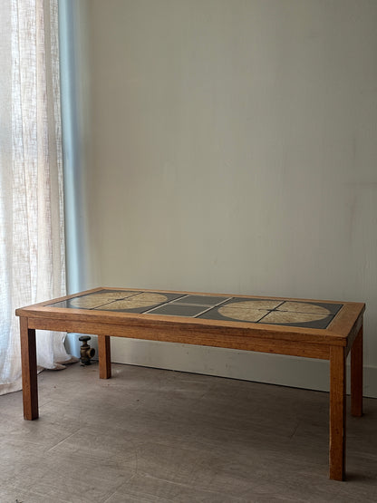 Teak and tile inlay coffee table