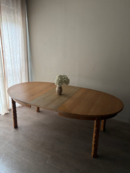 Danish oak dining table with extension