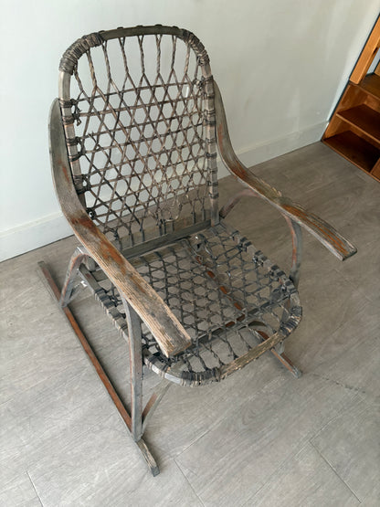 Bentwood rawhide ice fishing rocking chair