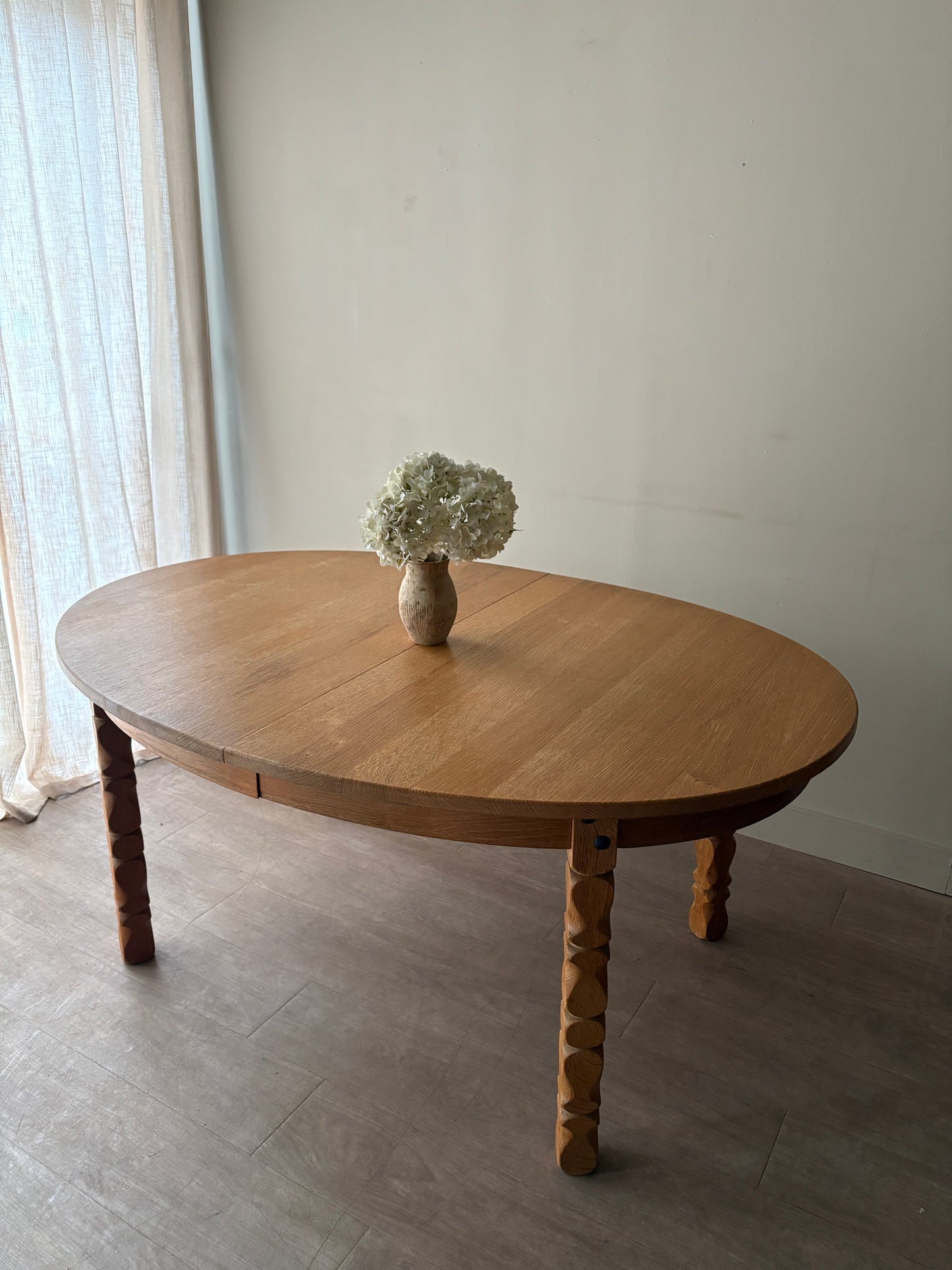 Danish oak dining table with extension