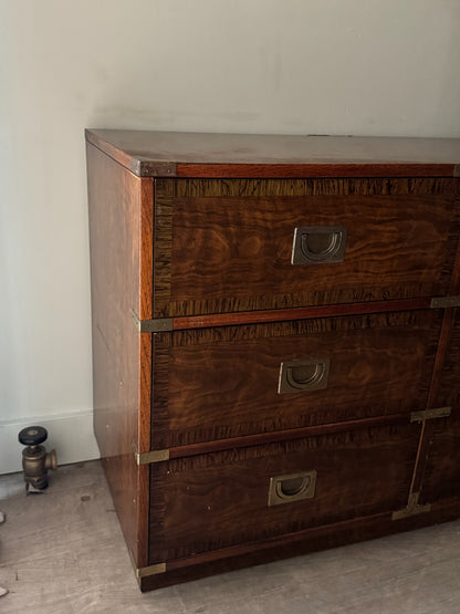 Drexel campaign 9 drawer walnut dresser