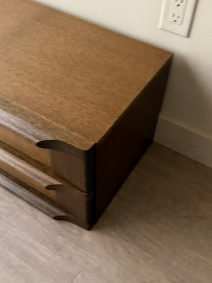 Pair of Brutalist Dutch oak nightstands.