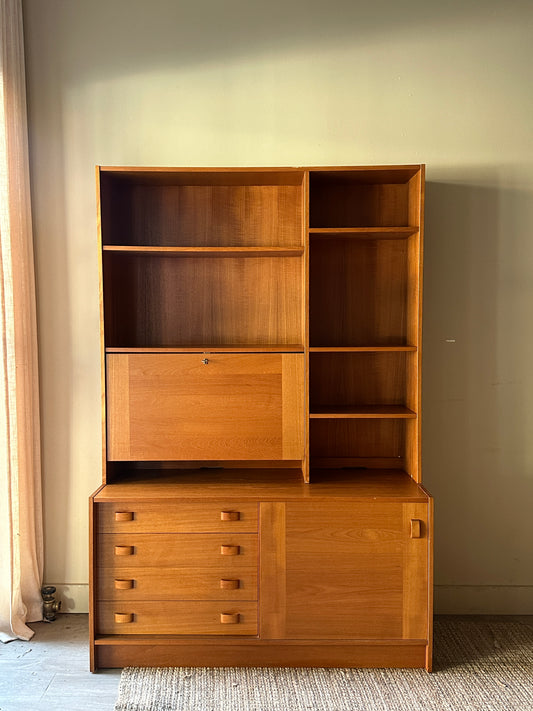 Two piece teak hutch