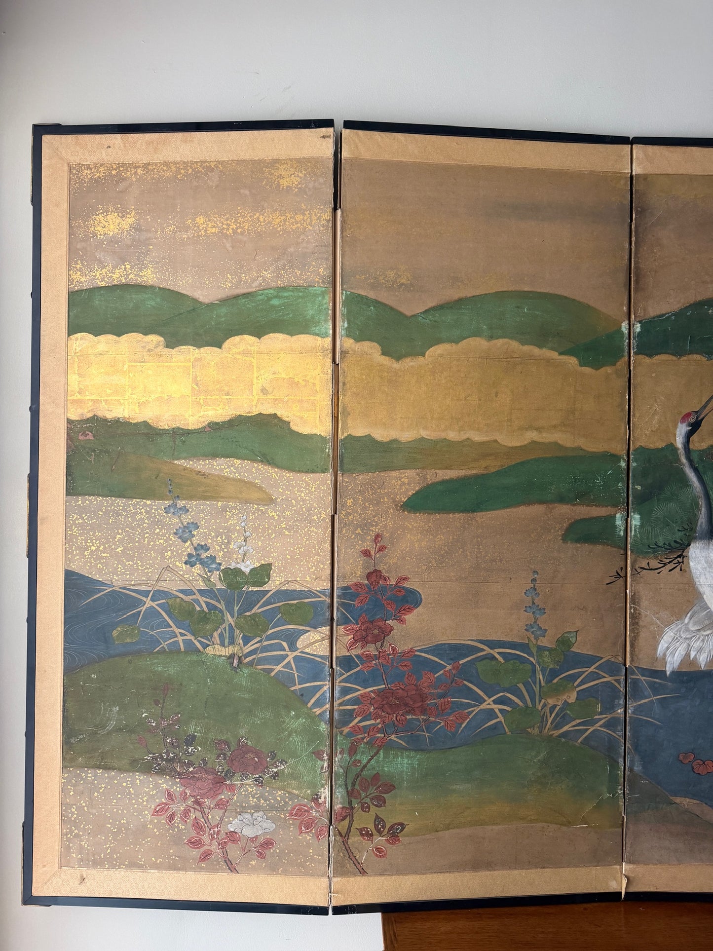 Large Japanese painted screen
