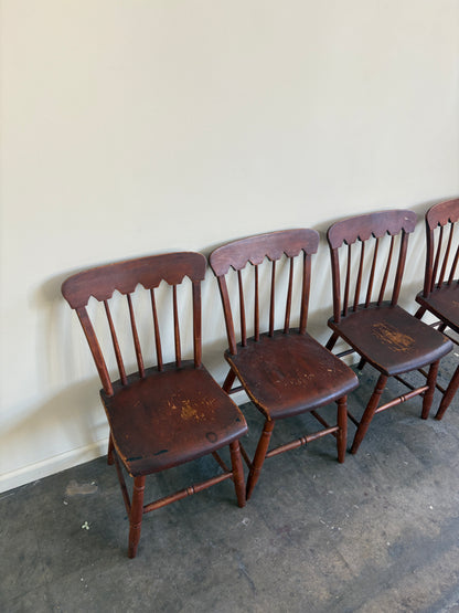 Pennsylvania Federal plank seat painted pine chairs. Sold as set of 4.