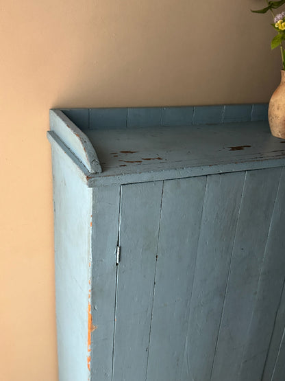 Blue painted pine cupboard