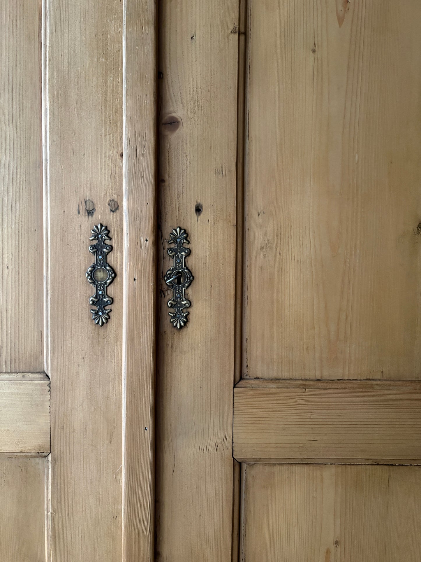 Gustavian waxed pine armoire