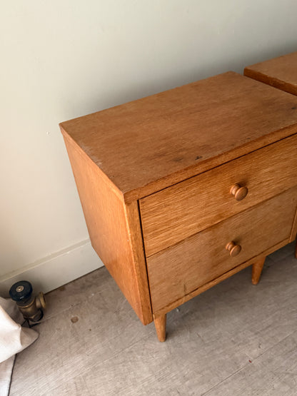 Pair of pencil leg bedside tables. Sold as pair.