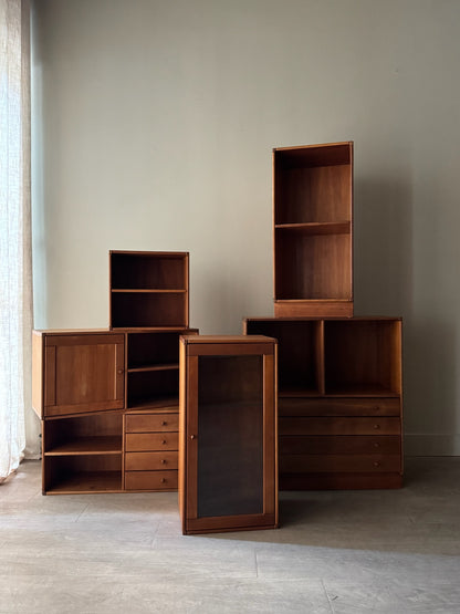 Danish teak modular shelving unit