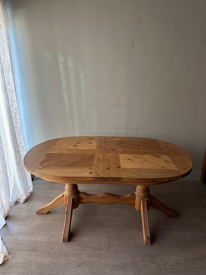 Swedish pine extending trestle dining table