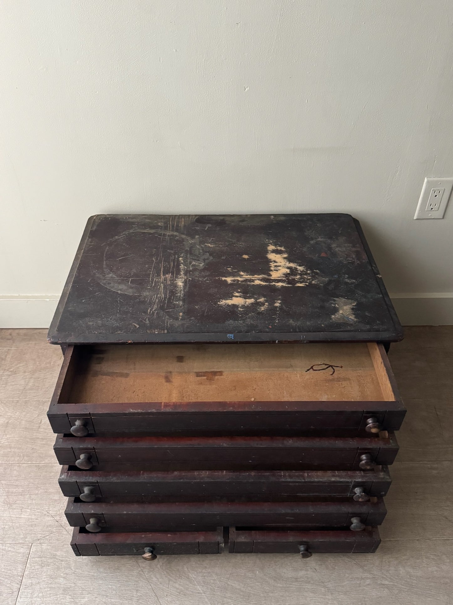 Painted pine spool cabinet