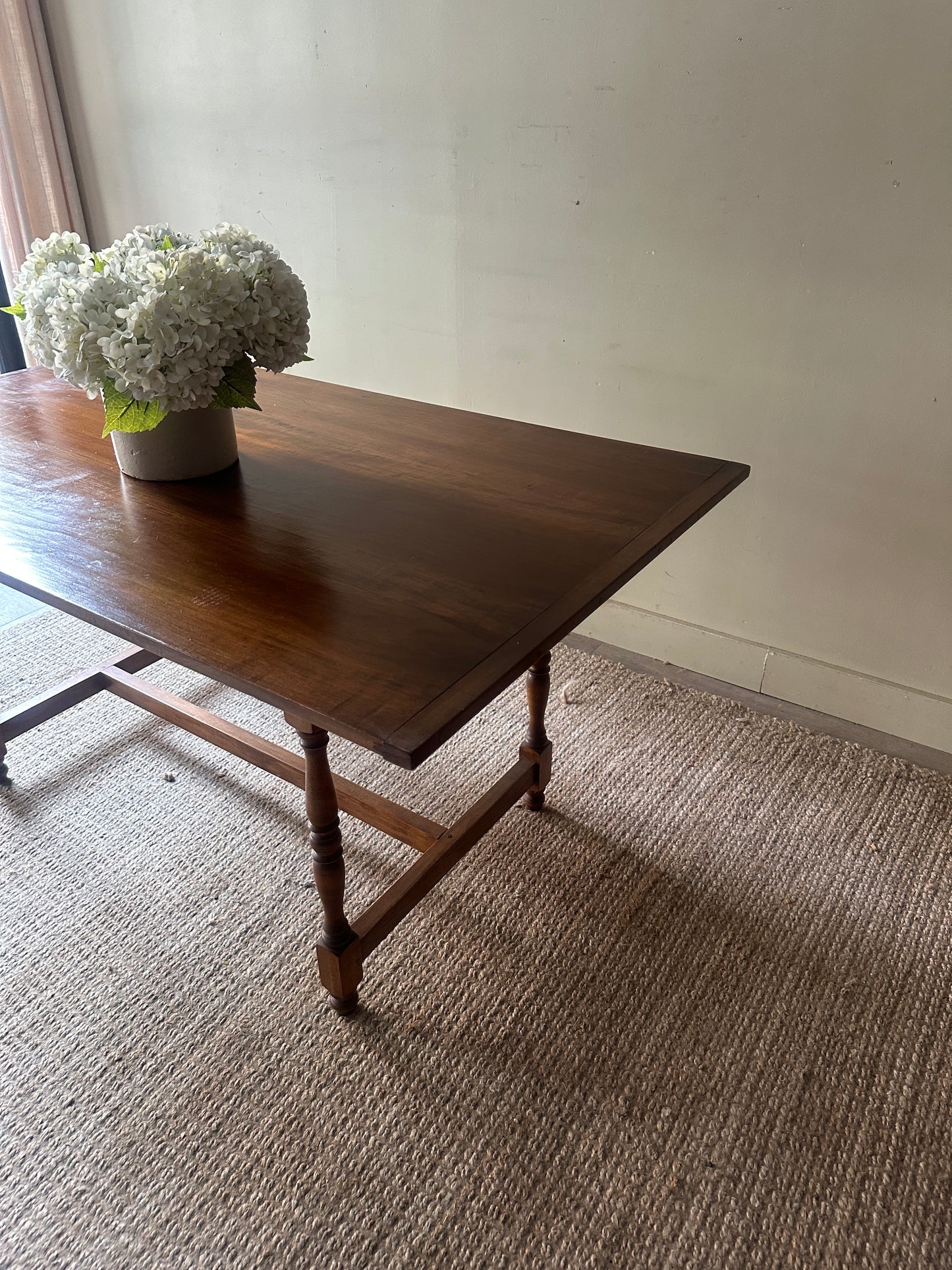 Pine stretcher base tavern table