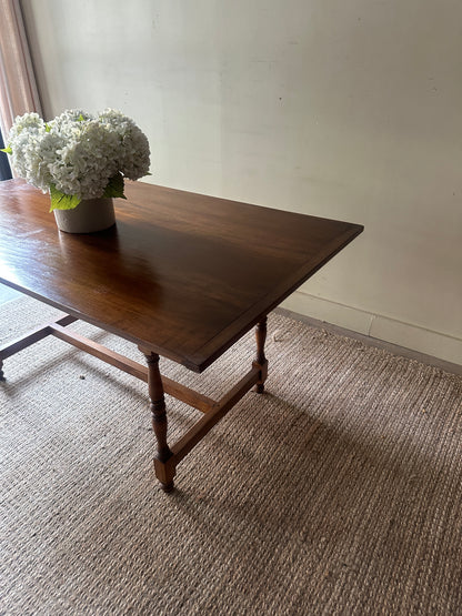 Pine stretcher base tavern table