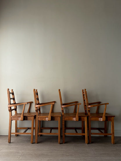 Scandinavian oak dining chairs. Sold in pairs.
