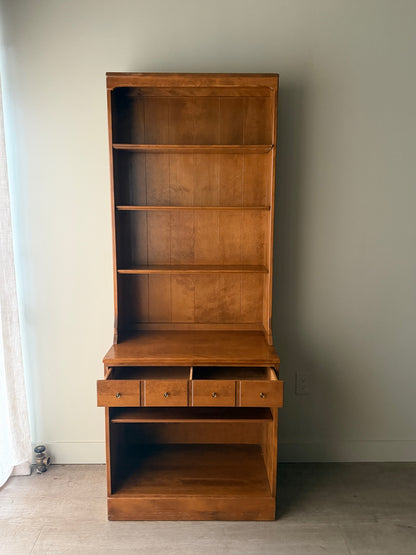 Narrow maple two piece hutch